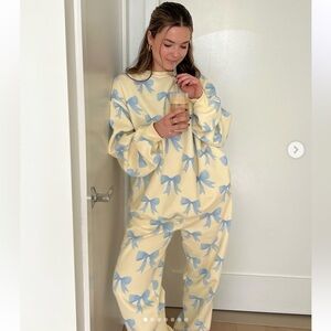 Happy Camp3r bows pajamas pants coquette watercolor lounge butter pastel